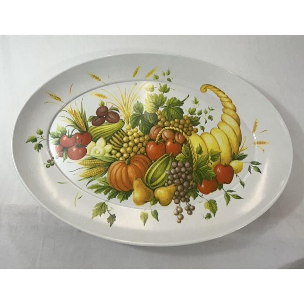 Brookpark Horn of Plenty Cornucopia Melmac 21" Platter Melamine Vintage